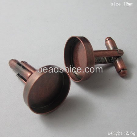 Jewelry brass cufflink blanks,base diameter:16mm,Nickel free  Lead safe manual Plated  Gloss finish