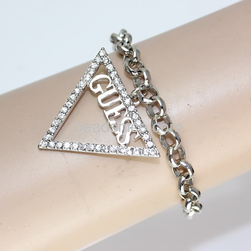 Fashion bracelets 2015 triangle bracelet for women charm bracelet micro pave CZ wholesale fashionable jewelry findings alloy