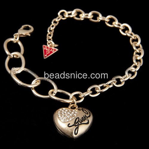 Love heart charm bracelets bangles wholesale fashion bracelet jewelry findings alloy charm gift for her vintage style