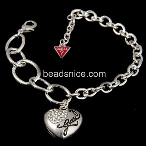 Love heart charm bracelets bangles wholesale fashion bracelet jewelry findings alloy charm gift for her vintage style