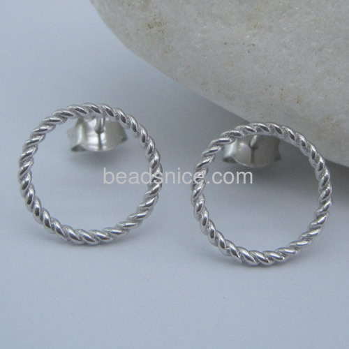 Silver stud earrings women round twist earring post wholesale fashion jewelry sterling silver vintage style gift for her