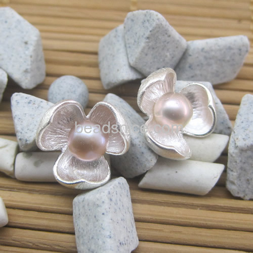 Silver flowers stud earrings pearl earring wholesale fashion jewelry findings sterling silver elegance charms gift for her