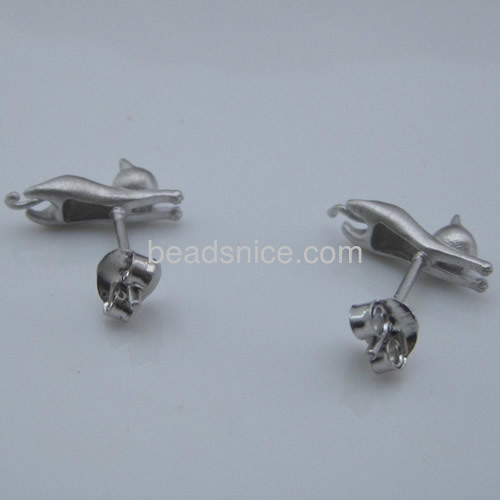 Sterling silver earring stud cute animal cat earrings for women wholesale earring jewelry findings gift for friends
