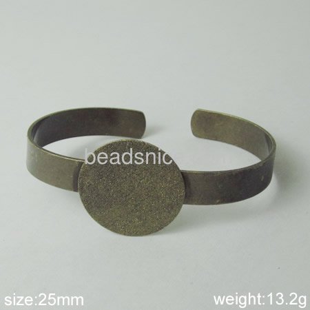 Jewelry brass bracelet,base diameter 25mm,lead safe,nicekl free,