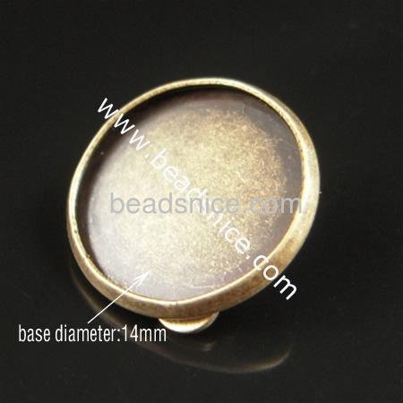 Jewelry brass ear stud component,base diameter:14mm,19.5mm long,nickel free,lead safe,