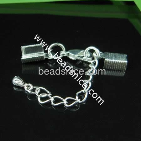 Jewelry brass terminators with lobster claw clasp and extender nickel free lead safe fit 2mm leather cord