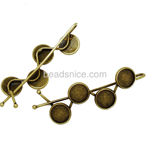 Fashion hair clips word folder unique waves hairpin with 4 blanks round tray wholesale jewelry accessories brass Korea style DIY
