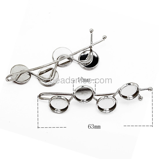 Fashion hair clips word folder unique waves hairpin with 4 blanks round tray wholesale jewelry accessories brass Korea style DIY