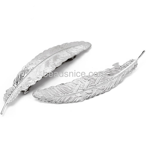 Metal feather hairpin retro long feather hair clips wholesale hair jewelry findings brass DIY vintage style gift for friends