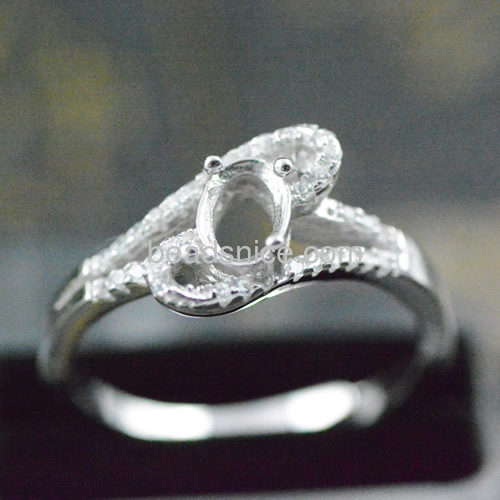 Silver gemstone ring base mountings adjustable rings semi mount wholesale vogue jewelry wedding rings settings sterling silver D
