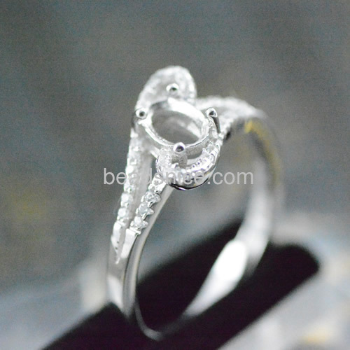 Silver gemstone ring base mountings adjustable rings semi mount wholesale vogue jewelry wedding rings settings sterling silver D