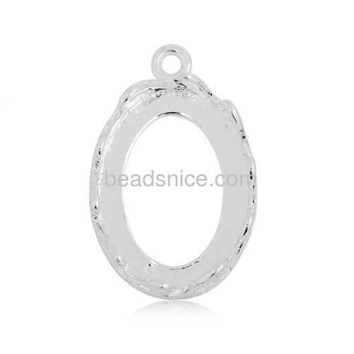 Gemstone pendant blanks base hollow pendants charms oval shape wholesale pendant jewelry accessories alloy DIY