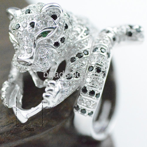 Silver ring base white tiger ring mountings micro pave CZ wholesale fashionable rings jewelry accessory sterling silver DIY gift