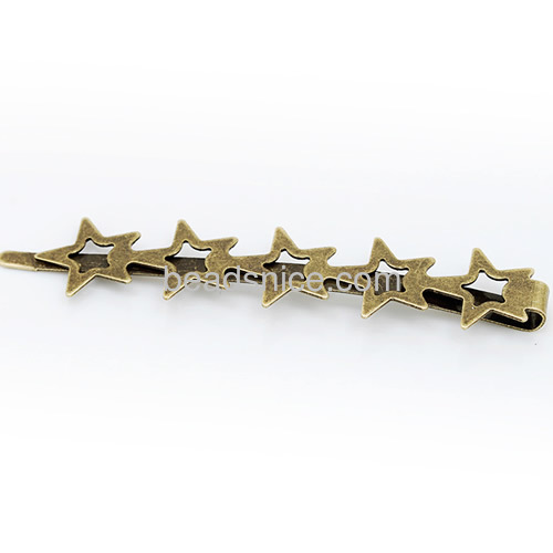 Vintage hairpin unique pentagram star hair clip retro word folder for women wholesale hair jewelry accessory brass DIY gifts