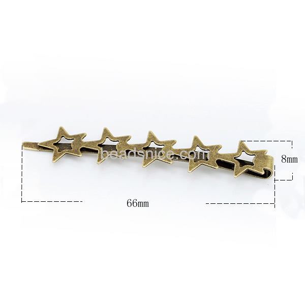 Vintage hairpin unique pentagram star hair clip retro word folder for women wholesale hair jewelry accessory brass DIY gifts