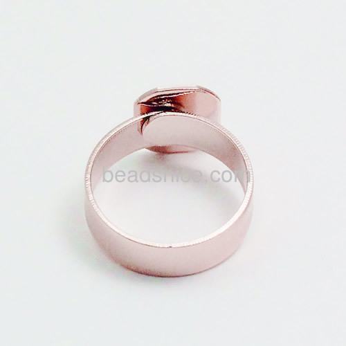 Fashion ring blanks base finger rings for women glue on flat pad wholesale vogue rings jewelry findings brass rectangular shape