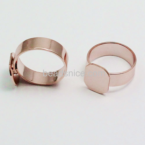 Fashion ring blanks base finger rings for women glue on flat pad wholesale vogue rings jewelry findings brass rectangular shape