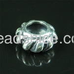 925 Sterling silver bali european style bead,4x9mm,hole:approx 4mm,no ,