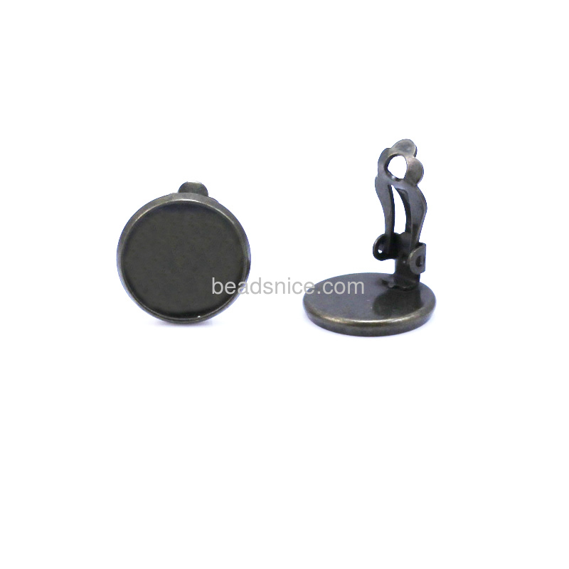 Brass Clip-On Earring Component,Base Diameter:14mm,Nickel-free,Lead-safe,