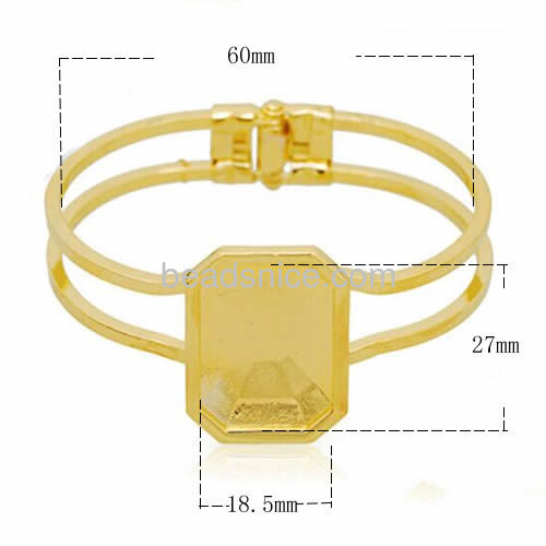 Fashion charm bangle bracelet octagonal rectangular blanks tray wholesale fashion jewelry findings zinc alloy gifts