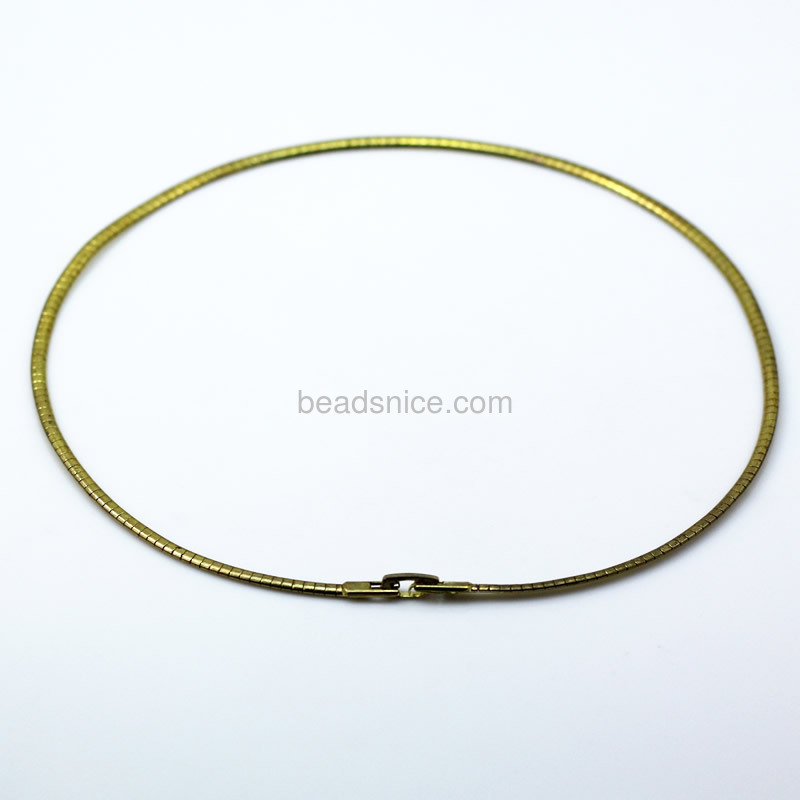 Brass necklace,3x1.2mm,length:16.5 inch,nickel free,lead safe,