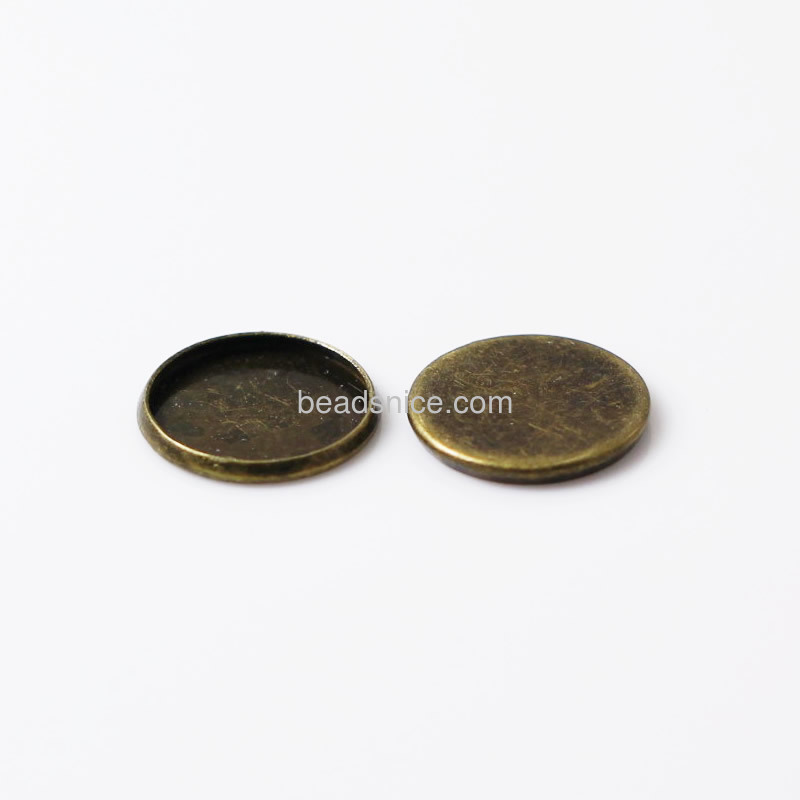 Brass Cabochon Pendant Setting,Base Diameter:16mm,Lead-Safe,Nickel-Free,