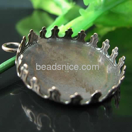 Brass Cabochon Pendant Setting,fits 25mm round,Hole:about 2.5mm,Lead-Safe,Nickel-Free,rack plating,