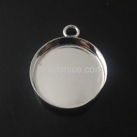 Jeweiry Brass Pendant,fits 23mm round,Hole:about 3.5mm,Nickel Free,Lead Free,rack plating,