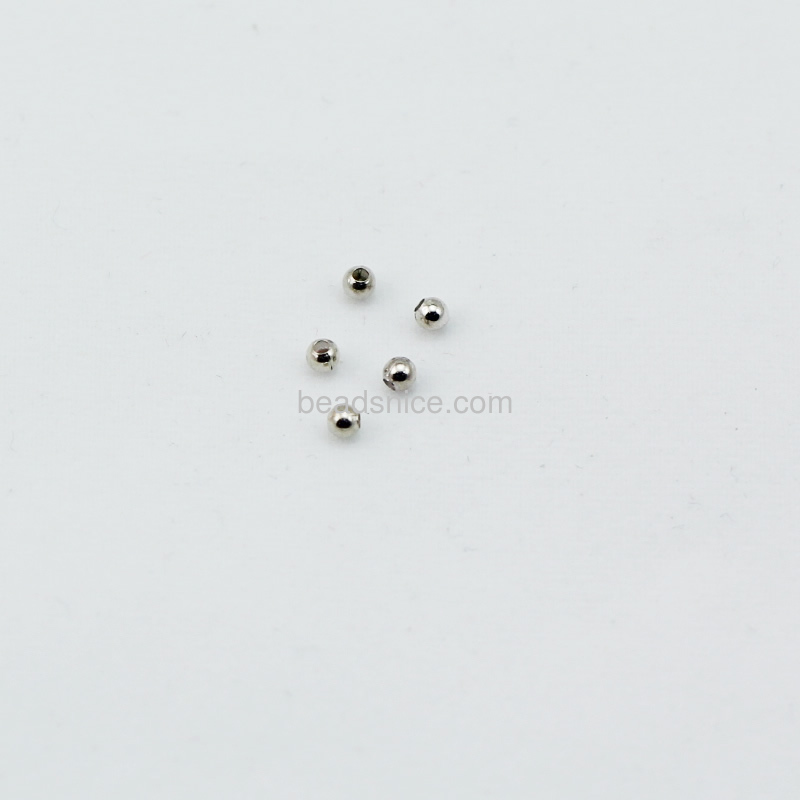 Jewelry crimp beads, brass, 2.0mm, hole:about 1mm,lead safe,nickel free,