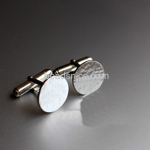 French shirt cufflinks  for men blank cufflinks with flat round pad wholesale fashion jewelry findings sterling silver gifts