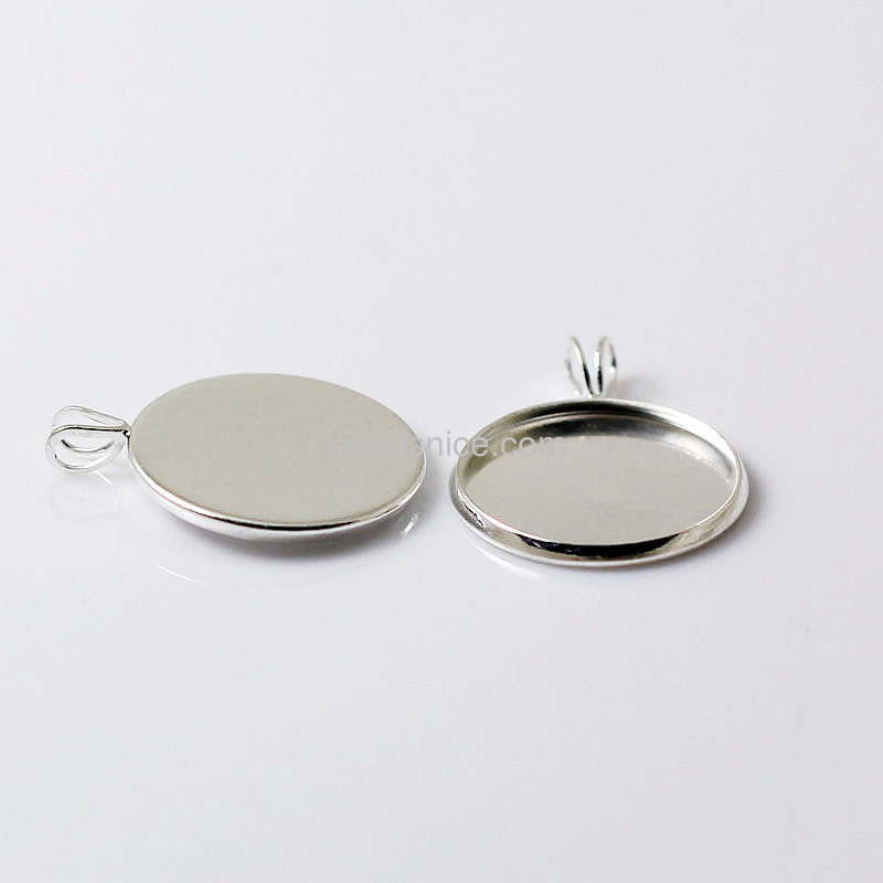 Brass Cabochon Pendant Setting ,fits Base Diameter:18mm round,hole:about 4x2mm,Lead Safe,Nickel Free,Hand rack plating,
