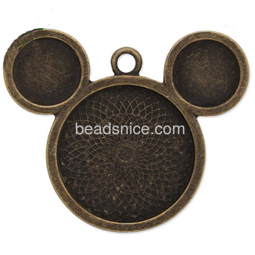 Mickey mouse pendant blanks base cameo cabochon base settings pendant blank tray wholesale vogue jewelry findings alloy DIY