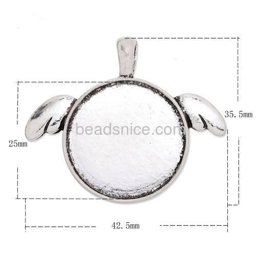 Gemstone pendant base angel wing pendant cabochon round tray wholesale vintage jewelry findings zinc alloy DIY gift for her