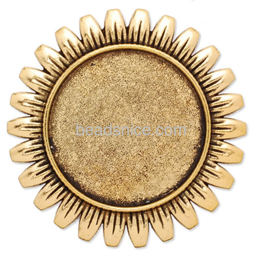 Vogue brooch pin sunflower shape brooch with round tray wholesale vintage jewelry making supplies zinc alloy handmade gifts