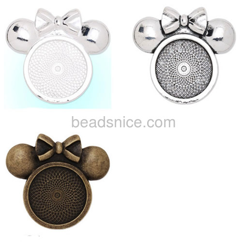 Metal necklace pendant tray retro Mickey pendant fitting inlay picture gemstone wholesale jewelry accessories zinc alloy DIY
