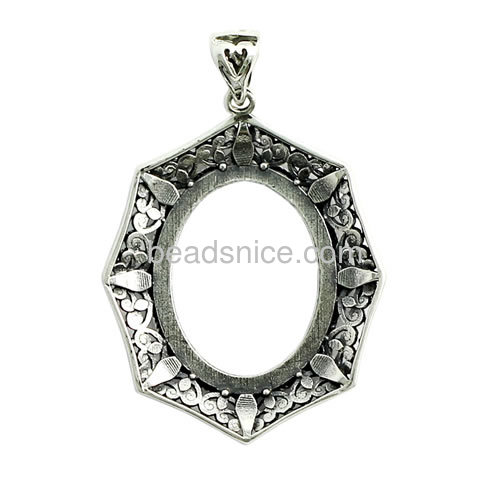 Silver pendants charms vintage necklace pendant settings wholesale fashion jewelry findings Thai silver DIY oval shape