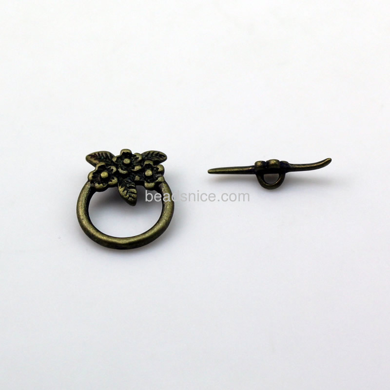 Brass Toggle Clasp,16x13mm,17mm,Hole About:1mm,Inside Diameter:10mm