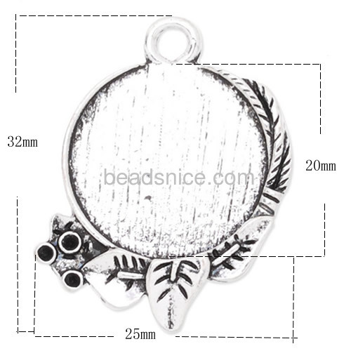 Vintage flower pendant base picture gemstone pendant round blanks tray wholesale jewelry accessory zinc alloy DIY Korea style