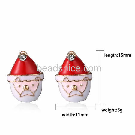 Christmas jewelry earrings stud Santa Claus earring wholesale fashion jewelry findings zinc alloy Christmas gift for kids