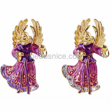 Santa Claus brooch pin Christmas brooch purple angel brooches wholesale jewelry findings zinc alloy Christmas gift for kids