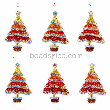 Santa tree brooch pin Christmas tree brooch wholesale fashion jewelry making supplies alloy gift for kids more colors for you ch
