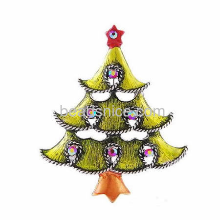 Christmas tree brooch pin jingle bell brooch Christmas gift for kids wholesale jewelry making supplies alloy