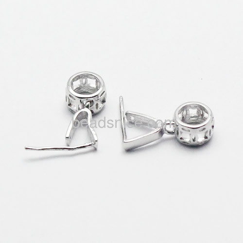 Silver pinch bails for pendants charms vintage pendant bail clasp wholesale pendant jewelry accessory sterling silver round shap