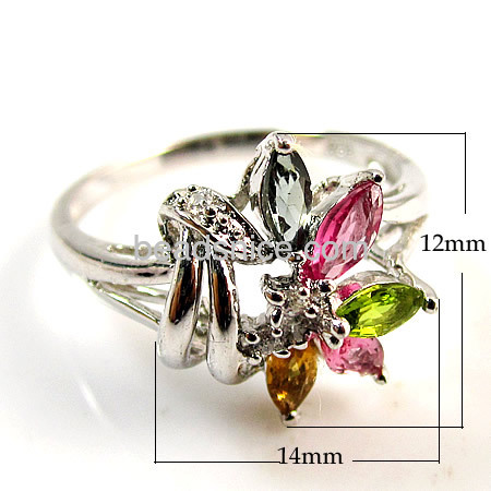Flower 925 sterling silver ring in fashion jewelry with zircon