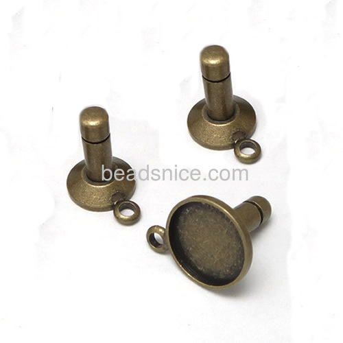 Fashion pendant base unique mobile dust plugs with cabochon round tray wholesale jewelry accessories brass DIY gift for friends