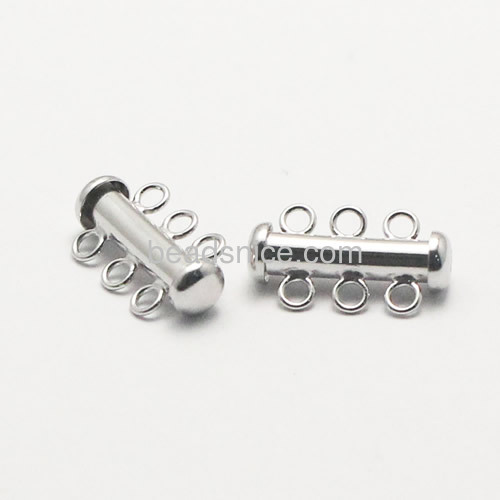 Silver slide lock clasp tube clasps 3 rows wholesale jewelry accessory sterling silver DIY more size for choice
