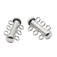 Silver slide lock clasp tube clasps 3 rows wholesale jewelry accessory sterling silver DIY more size for choice