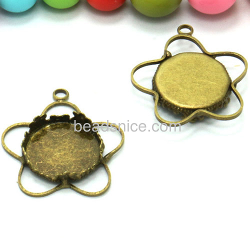 Vintage pendant base pentagram pendant settings star pendants within crown tray wholesale vogue jewelry accessories brass DIY gi