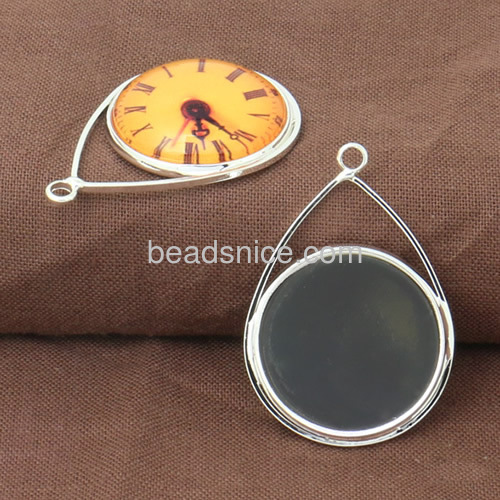Fashion pendant base unique photo pendant tray mold plate hanging down wholesale jewelry accessories brass handmade gifts