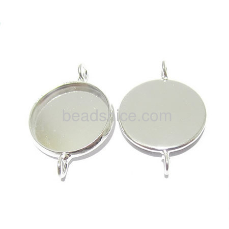 Connectors necklace pendant setting cabochon base tray bezel  blank brass jewelry